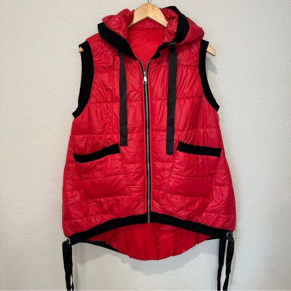 Red Quilted Vest with Black Accents - Picture 4 of 12